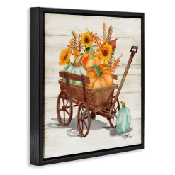 Stupell Industries Pumpkin Farm Harvest Wagon Floater Framed Art