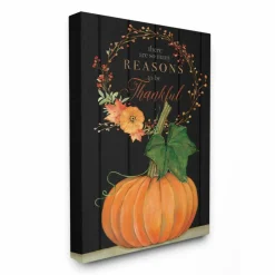 Stupell Industries Reasons To Be Thankful Pumpkin Fall Autumn Seasonal Design Canvas Wall Art