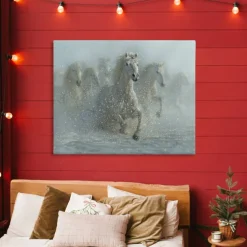 Stupell Industries Running Wild Horses Splashing Canvas, design by Collin Bogle