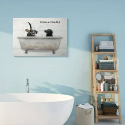 Stupell Industries Scrub a Dub Dub Quote Family Pet Dog Bath Canvas Wall Art