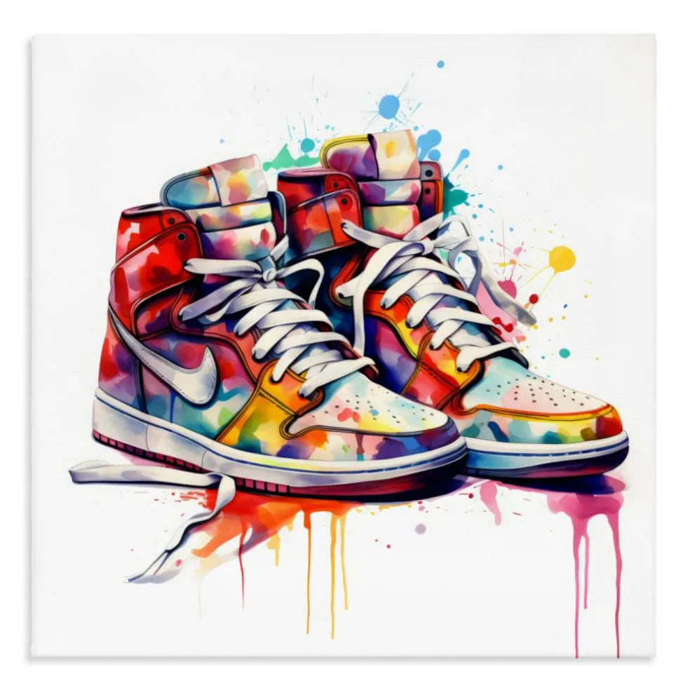 Stupell Industries Sneakers with Watercolor Drip Canvas, design by Creative Studio