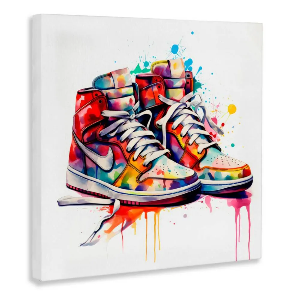 Stupell Industries Sneakers with Watercolor Drip Canvas, design by Creative Studio