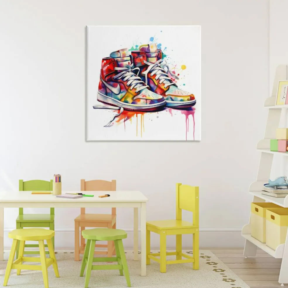 Stupell Industries Sneakers with Watercolor Drip Canvas, design by Creative Studio