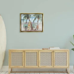 Stupell Industries Summer Waves Tropical Van Surfboards Floater Framed Art
