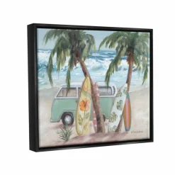 Stupell Industries Summer Waves Tropical Van Surfboards Floater Framed Art