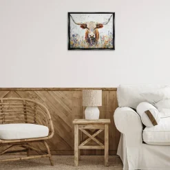 Stupell Industries Texas Longhorn Speckled Flowers Floating Frame By Franklyn Gregory