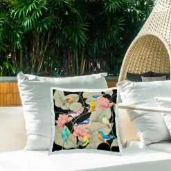 Stupell Industries Tropical Array of Birds Outdoor Printed Pillow, design by Lorenzo Collective, 18 x 7 x 18