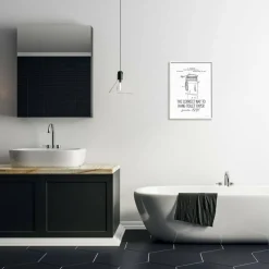 Stupell Industries Vintage Bathroom Diagram Correct Way Hang Toilet Paper Framed Wall Art