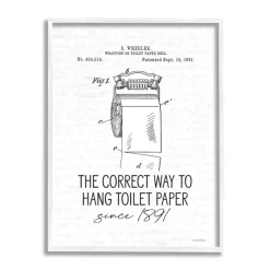 Stupell Industries Vintage Bathroom Diagram Correct Way Hang Toilet Paper Framed Wall Art