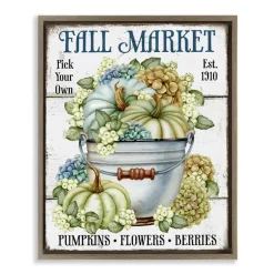 Stupell Industries Vintage Pumpkins & Hydgrangea Floater Framed Art