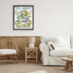 Stupell Industries Vintage Pumpkins & Hydgrangea Floater Framed Art