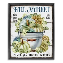 Stupell Industries Vintage Pumpkins & Hydgrangea Floater Framed Art
