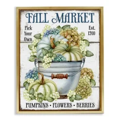 Stupell Industries Vintage Pumpkins & Hydgrangea Floater Framed Art