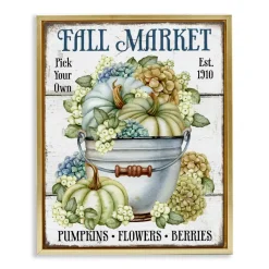 Stupell Industries Vintage Pumpkins & Hydgrangea Floater Framed Art