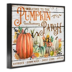 Stupell Industries Welcome Pumpkin Patch Framed Giclee Art