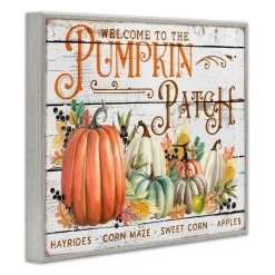 Stupell Industries Welcome Pumpkin Patch Framed Giclee Art