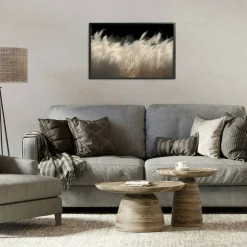 Stupell Industries White Feathers Windblown Grasses Framed Giclee, design by Decent Exposures