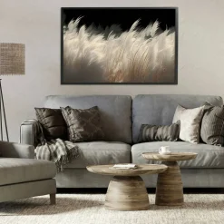 Stupell Industries White Feathers Windblown Grasses Framed Giclee, design by Decent Exposures