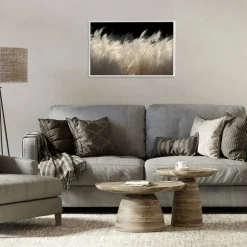 Stupell Industries White Feathers Windblown Grasses Framed Giclee, design by Decent Exposures