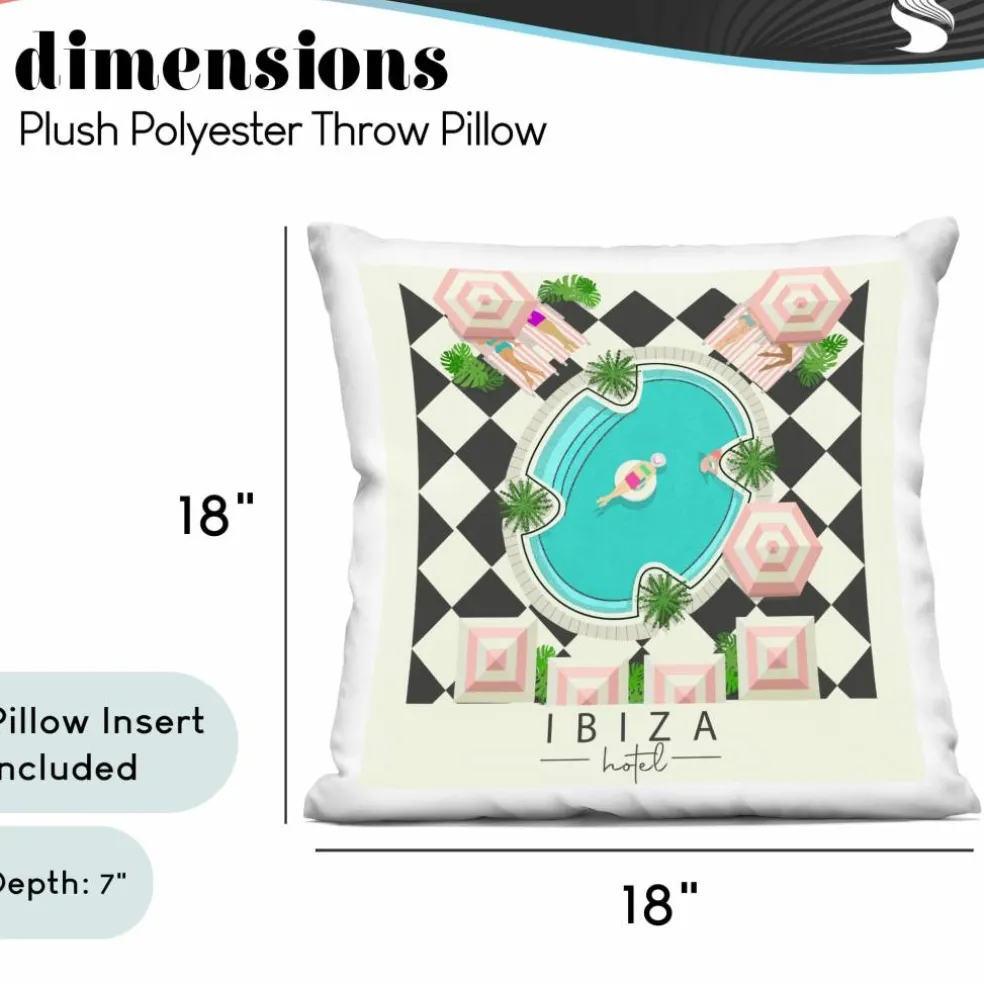 Stupell Industries 18" x 18" Ibiza Hotel Vacation Decorative Printed Indoor Pillow