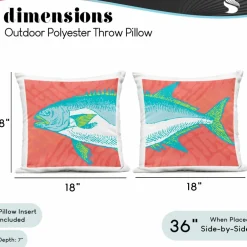 Stupell Industries 18" x 18" Vivid Tuna Aquatic Fish Outdoor Print Throw Pillow Set