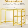 Stylish Modern Console Table with 2 Open Shelves and Metal Base