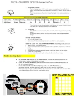 SUBLICOTTON TRANSFER PAPER 50 Sh PK 8.5"X11" Sublimation paper for Cotton #1