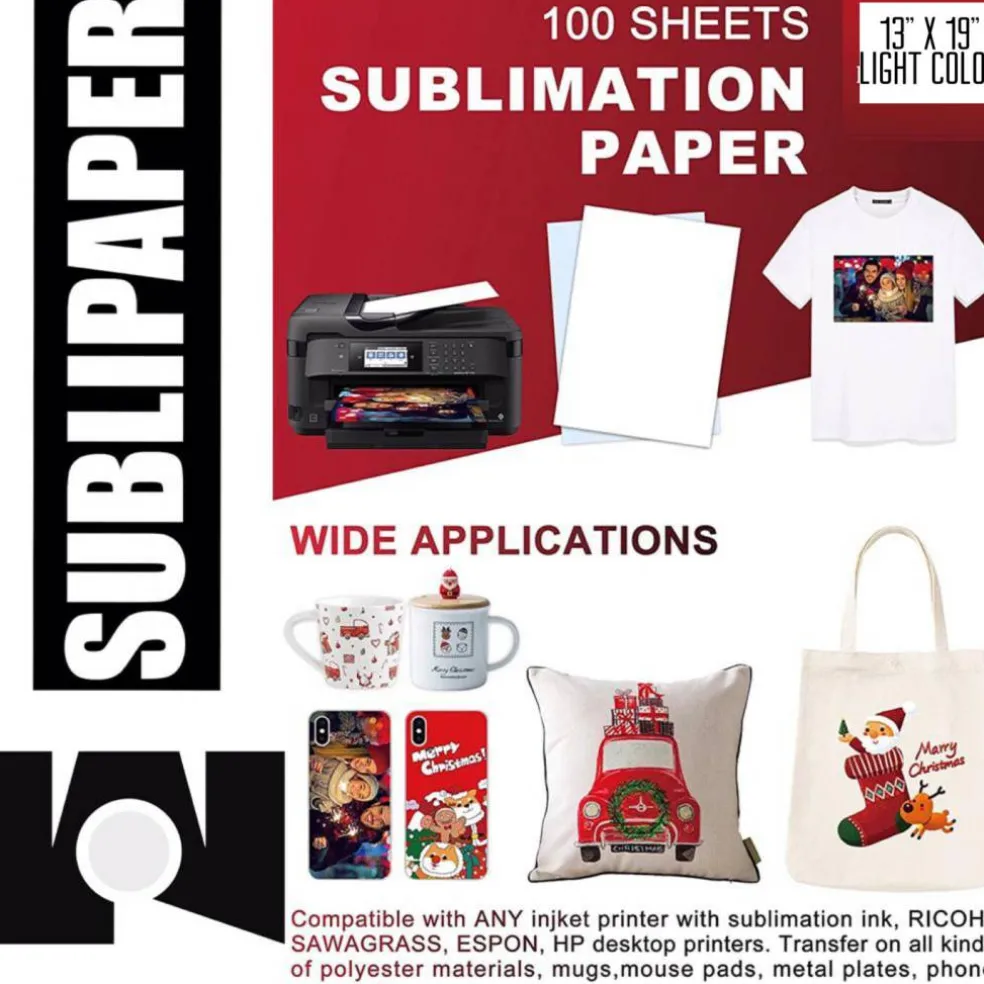 SUBLIPAPER Dye Sublimation Transfer Paper for Sawgrass, Epson and Brother 100 Sheets 13"x19" per Pack