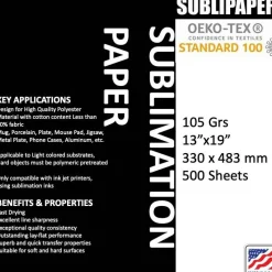SUBLIPAPER Sublimation Paper - Heat Transfer Paper Sheets Compatible with Inkjet Sublimation Printers 105g