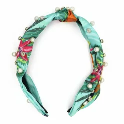 Summer Aqua Tropical Floral Fabric Headband by Make Market®