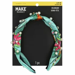 Summer Aqua Tropical Floral Fabric Headband by Make Market®