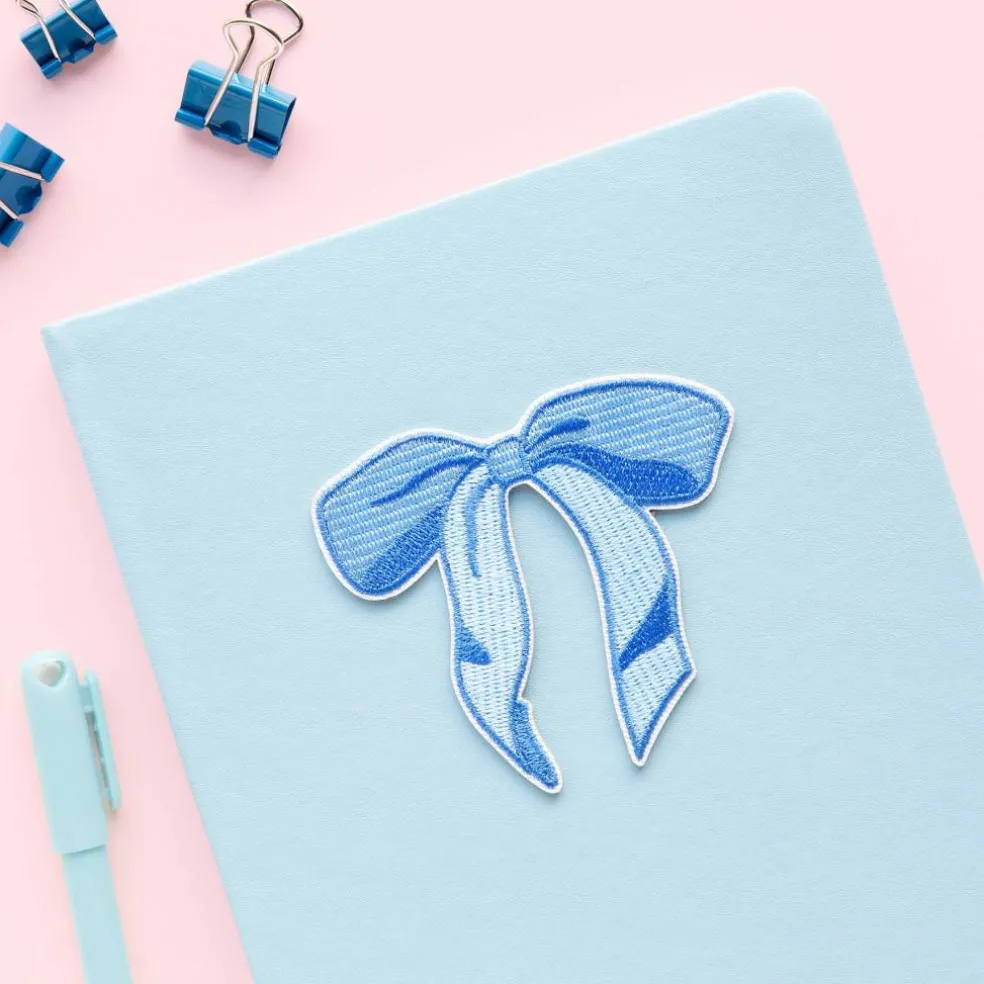Summer Blue Bow Iron-On & Adhesive Embroidered Patch by Make Market®