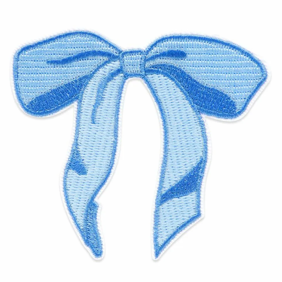 Summer Blue Bow Iron-On & Adhesive Embroidered Patch by Make Market®