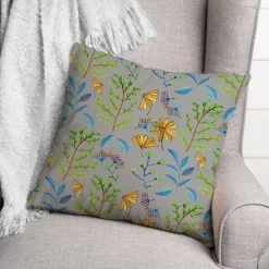 Summer Floral Print Throw Pillow
