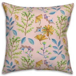 Summer Floral Print Throw Pillow