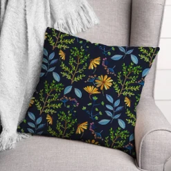Summer Floral Print Throw Pillow