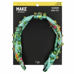 Summer Green Gem-Studded Tropical Floral Fabric Headband by Make Market®