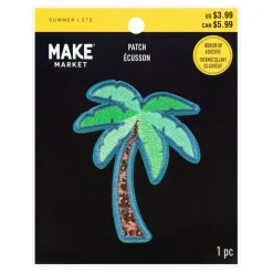 Summer Palm Tree Iron-On & Adhesive Embroidered Patch by Make Market®