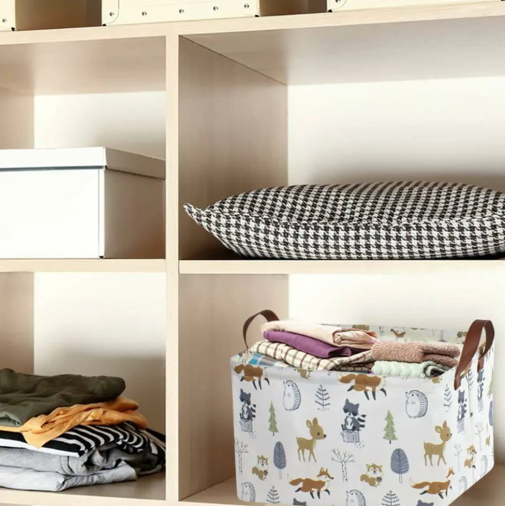 Summer Storage Basket,Collapsible Toys Bin,Books Box,Gift Basket,Room Decor(Animal)