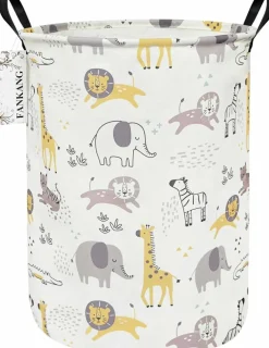 Summer Storage Basket, Nursery Hamper Canvas Laundry Basket Foldable with Waterproof PE Coating Large Storage Baskets for Kids Boys and Girls, Office, Bedroom, Clothes,Toys(Lovely Animals )