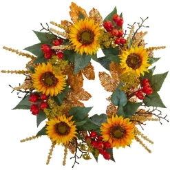 27" Sunflower & Berry Wreath