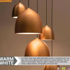 Sunlite 8.5w 120v LED G25 Globe E26 Base Dimmable 2200K Bulb - Warm White