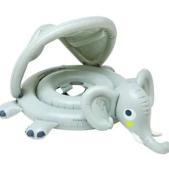 Sunnylife: Baby Float - Eli the Elephant - Grey Inflatable Animal Shaped Pool & Water Tube, Head Rest, Leg Supports, Shade Canopy, 24-33lb, 1-2 Years
