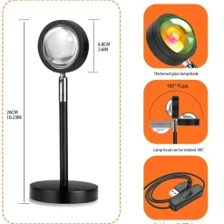 Sunset Lamp Projector Multi-Color Multi-Mode, Dimmable, Timing, Music Rhythm, Sunset Background Wonderful Visual Impact, USB Plug and Play (Remote & APP)