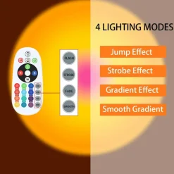 Sunset Lamp Projector Multi-Color Multi-Mode, Dimmable, Timing, Music Rhythm, Sunset Background Wonderful Visual Impact, USB Plug and Play (Remote & APP)