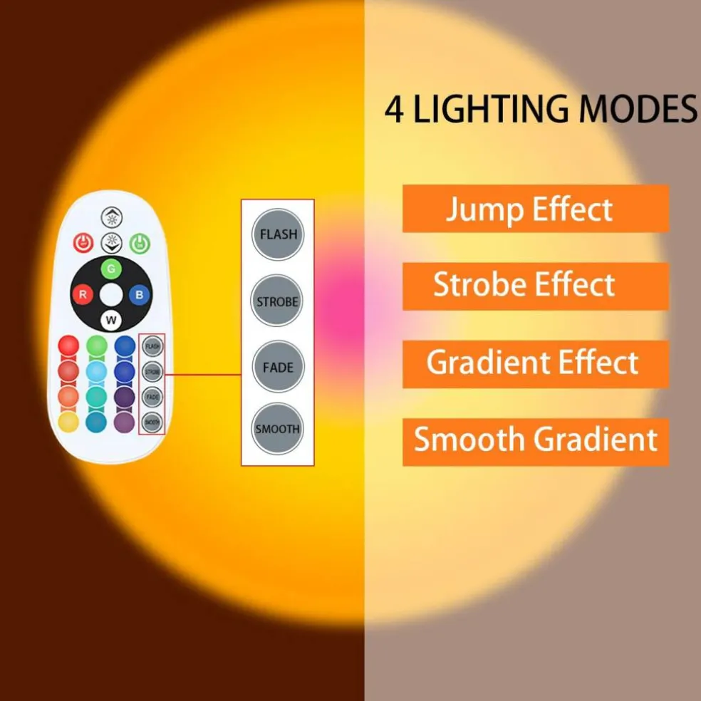 Sunset Lamp Projector Multi-Color Multi-Mode, Dimmable, Timing, Music Rhythm, Sunset Background Wonderful Visual Impact, USB Plug and Play (Remote & APP)