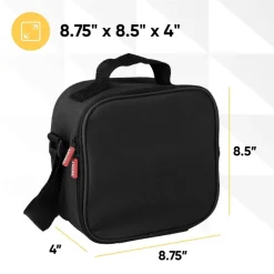 Superio Insulated Lunch Bag with Containers, Thermal Lined Lunch Box, Black