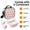 Superio Insulated Lunch Bag with Containers, Thermal Lined Lunch Box, Pink