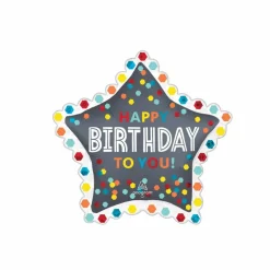 SuperShape™ 34" Satin Confetti Burst Birthday Star Foil Balloon