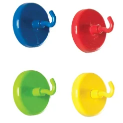 Super Strong Magnetic Hooks, Assorted Colors, Pack of 4